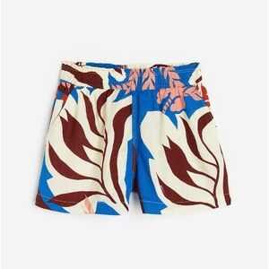 NWT H&M crinkled cotton shorts tropical floral medium